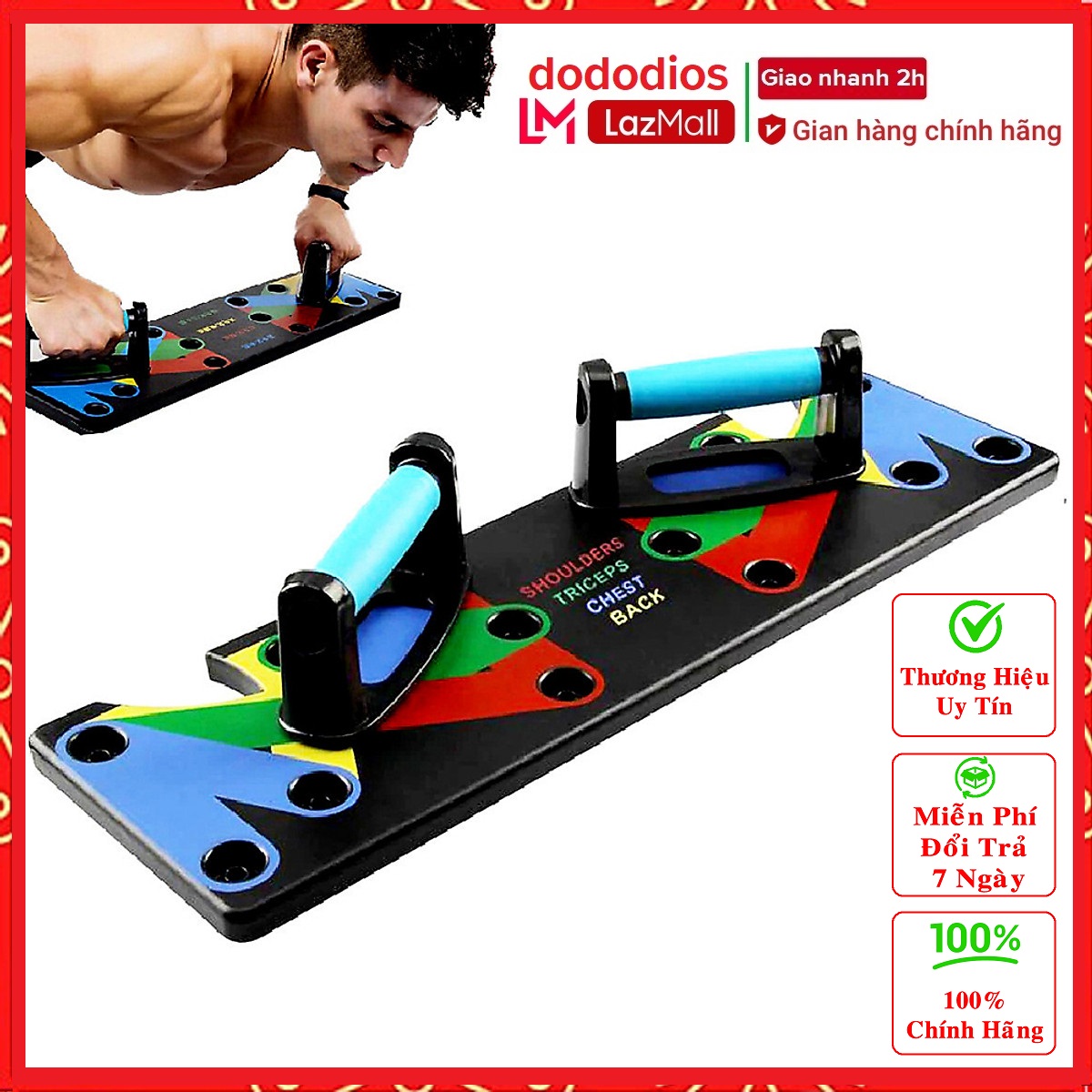 Bộ dụng cụ hít đất chống đẩy 9 in 1 – dụng cụ chống đẩy - hít đất dododios - chính hãng dododios