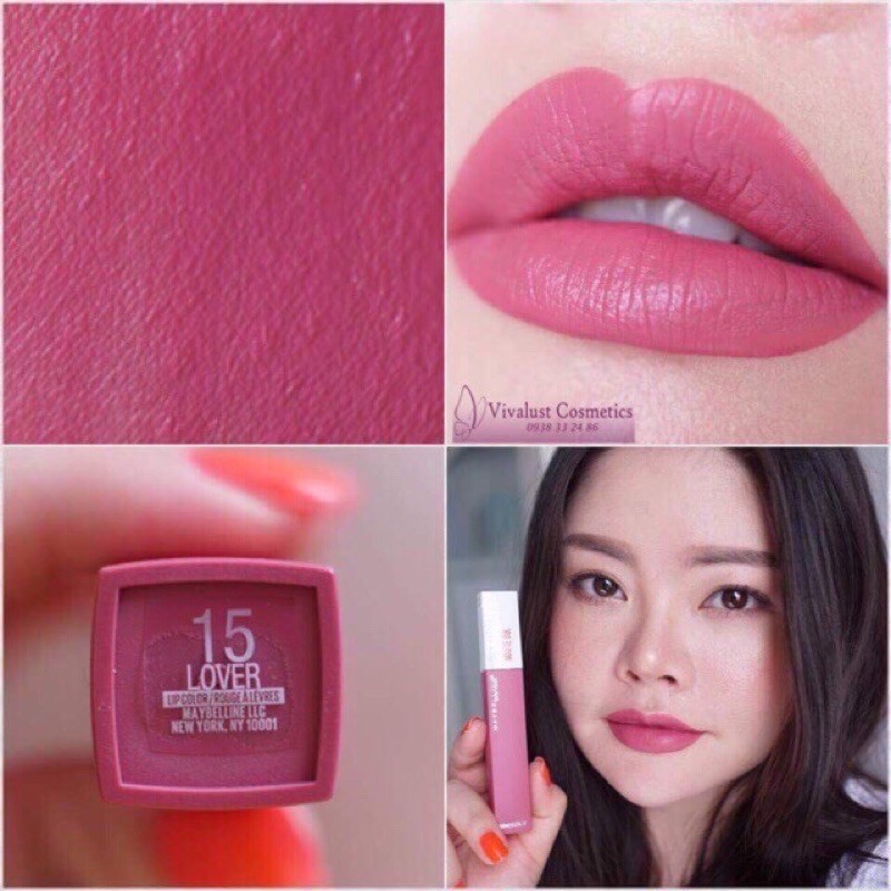 #Son Kem lỳ Maybelline Superstay Matte Ink Liquid Lipstick - Lover 15#.