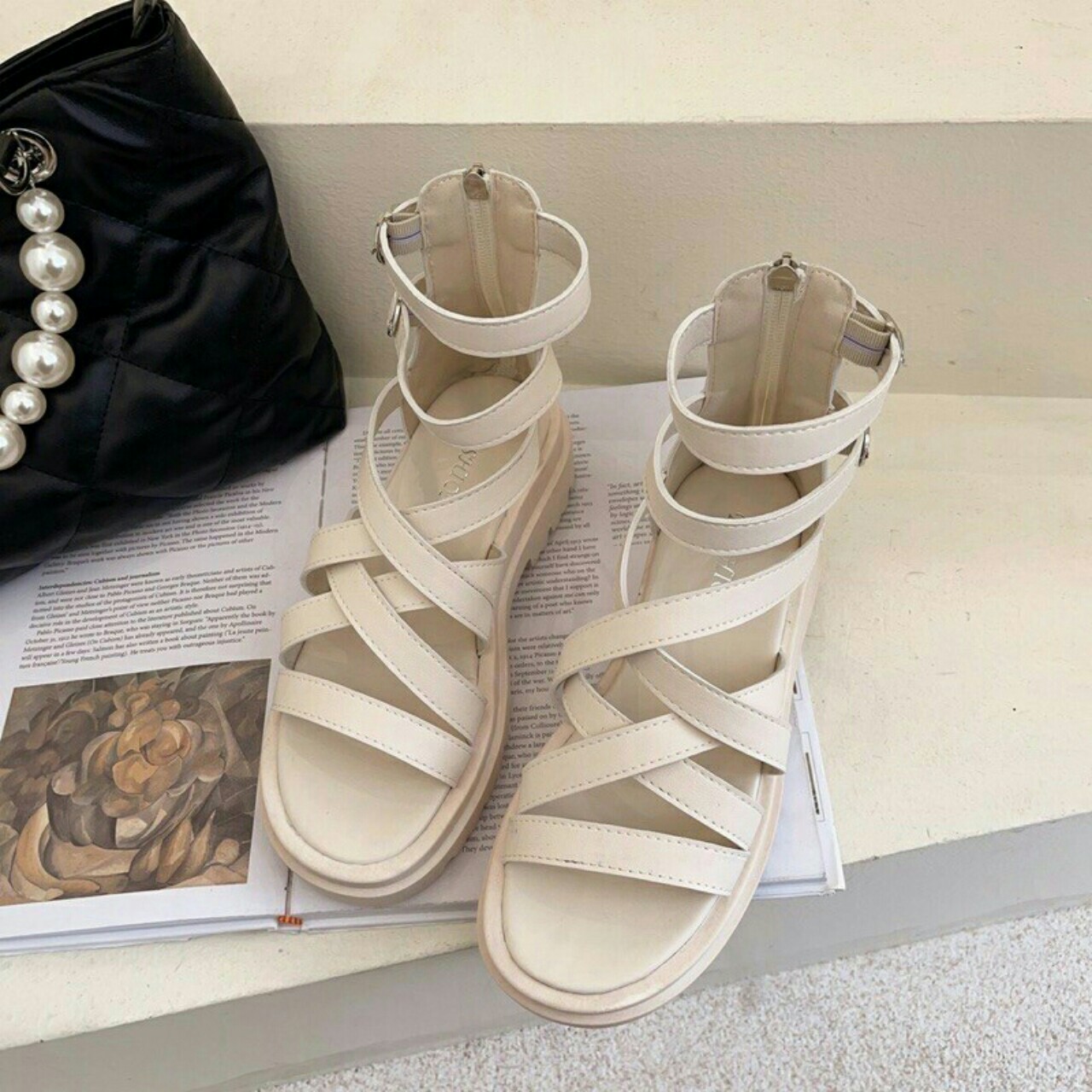 dép sandal nữ cổ cao kiểu chiến binh