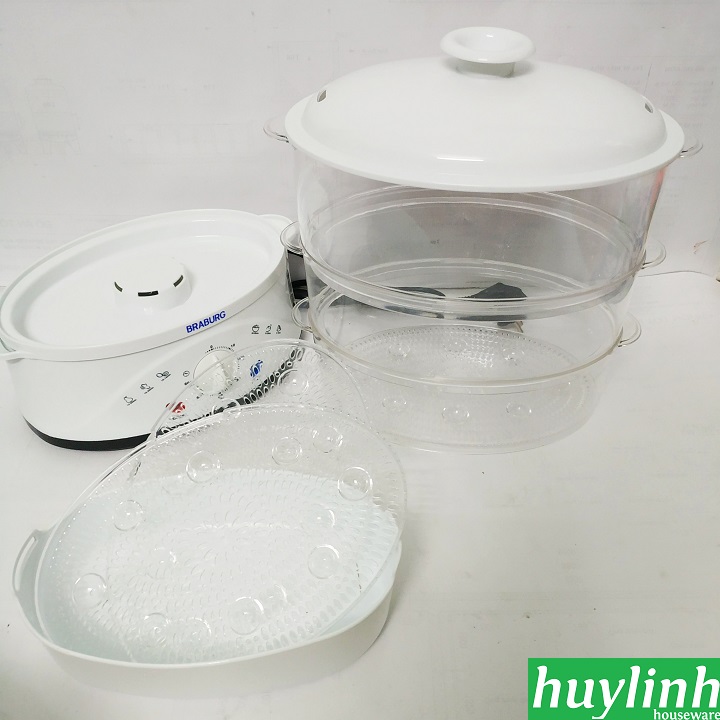 Nồi hấp điện 3 tầng Braburg B3L - 8.5 lít - B3K - 9 lít