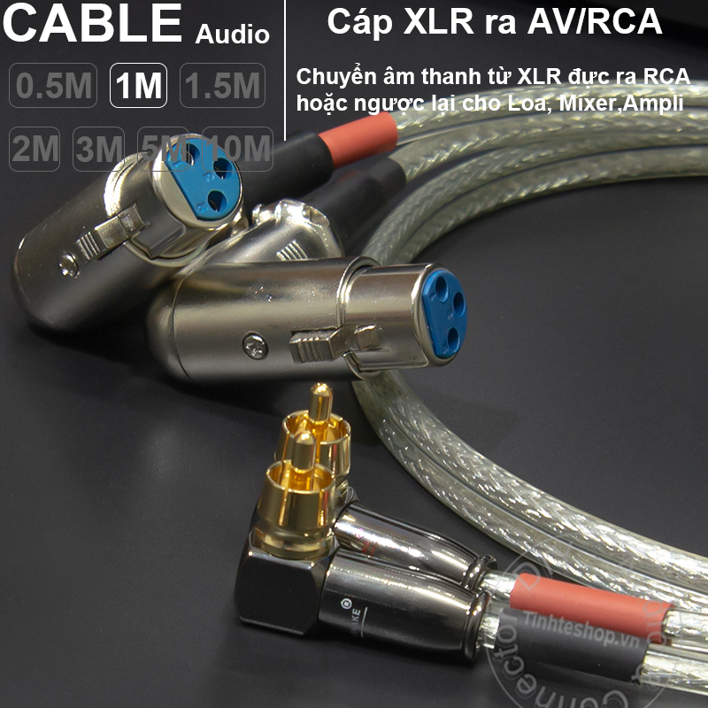 XLR female to rca male 2 jacks all perpendicular - 1 pair DIY 0.5M to 5M