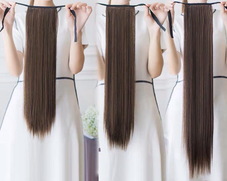 [Shop Uy Tín] Cột Tóc Giả Thẳng Đủ Độ Dài Đủ Màu Có Dây Cột Và Cài Chắc Chắn