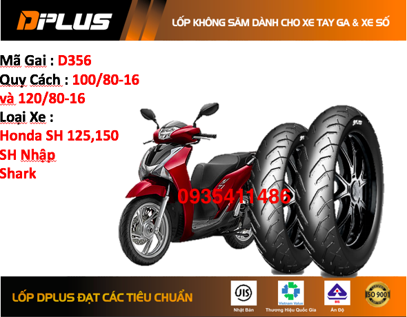 1 Cặp Vỏ Lốp Xe SH 125 150 Hãng DPLUS