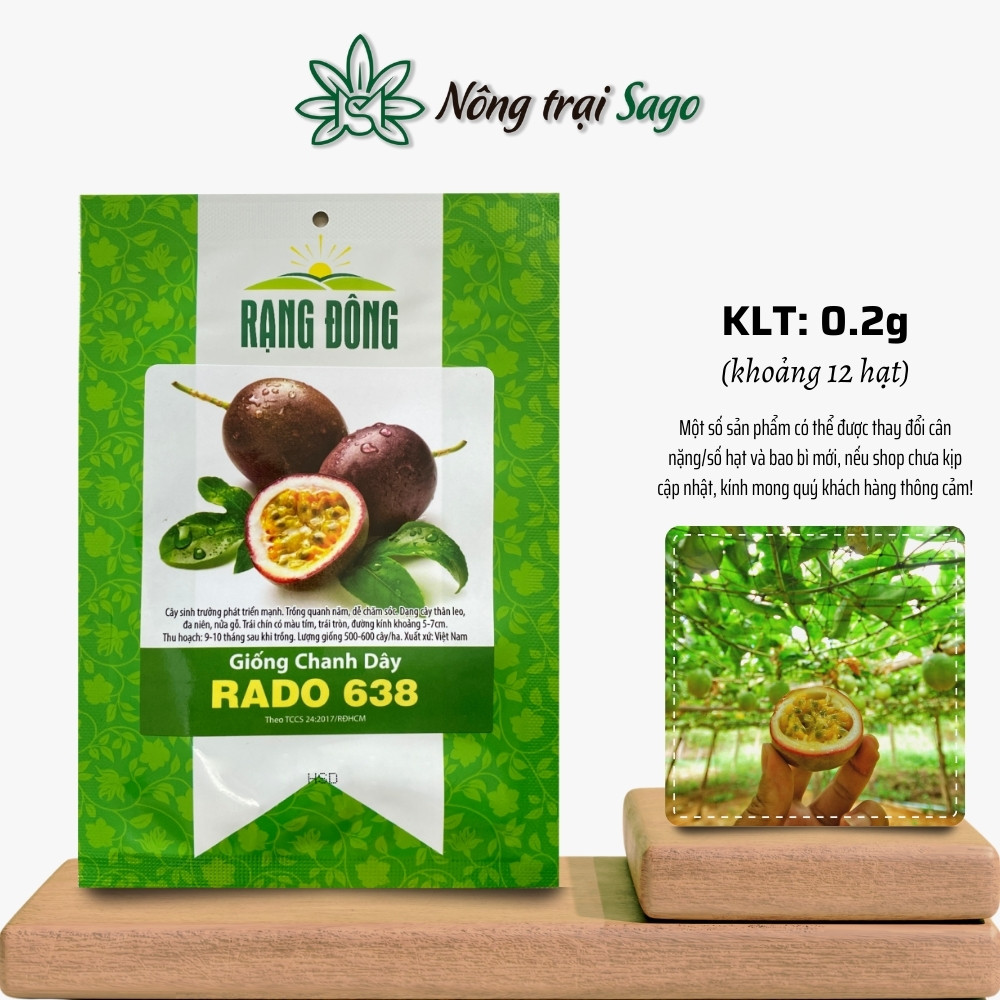 Hạt giống Chanh Dây Rado 638 (0,2g~12 hạt) năng suất cao, trồng quanh năm, hiệu Hạt giống Rạng Đông - Nông Trại Sago