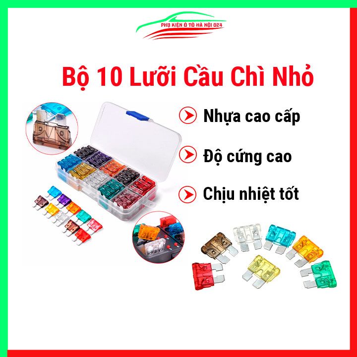 Bộ 10 lưỡi cầu chì nhỏ độ cứng cao, chịu nhiệt tốt, 2A 3A 5A 7,5A 10A 15A 20A 25A 30A 35A 40A