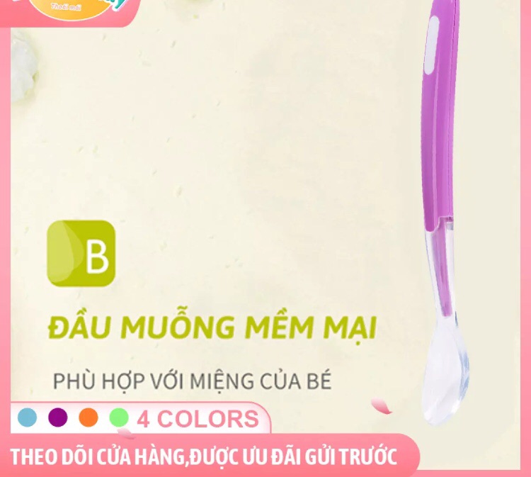 Sét 3 chiếc thìa ăn dặm silicon siêu mềm cho bé