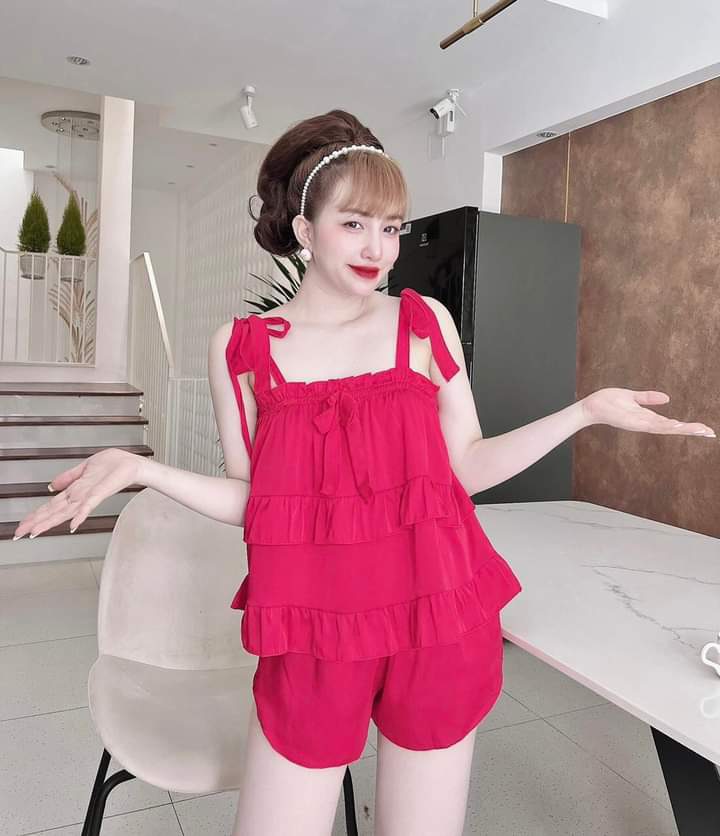 Đồ ngủ sexy, Bộ ngủ nữ sexy, Đồ ngủ nữ hai dây cột vai mặc nhà mẫu trơn nhiều màu