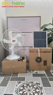 Quạt tích điện năng lượng mặt trời JINDIAN 138LL, có bộ sạc bằng điện 220V thumbnail