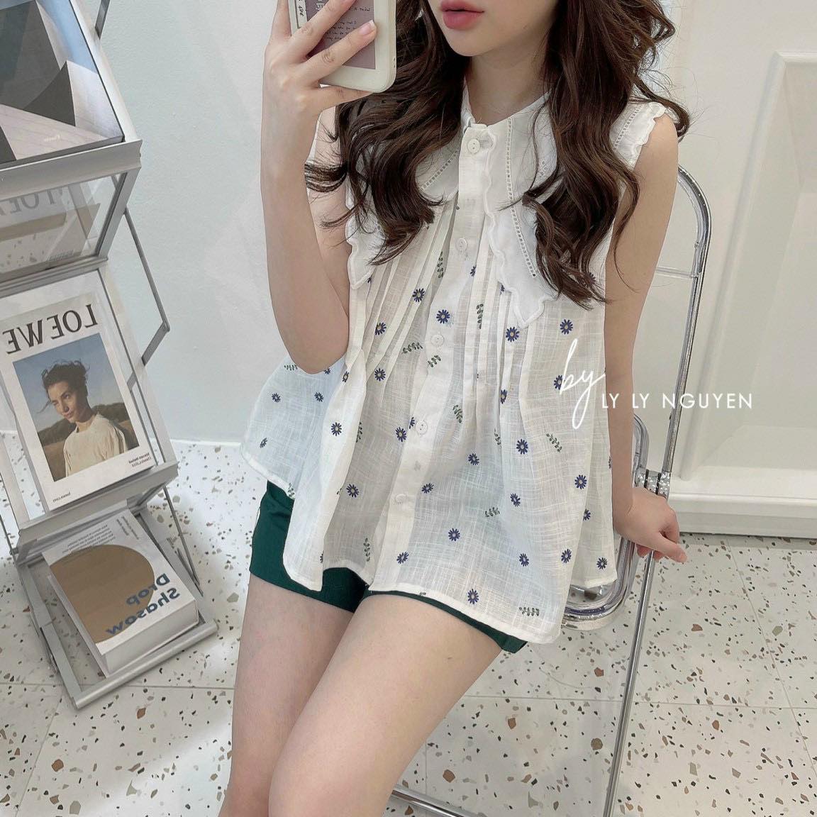 Set bộ áo trắng quần thô đùi cao cấp