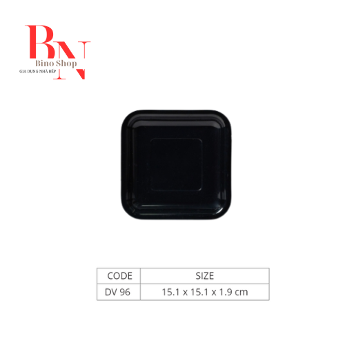 [HCM]Dĩa Nhựa Vuông Cạn Đen Bóng DV96