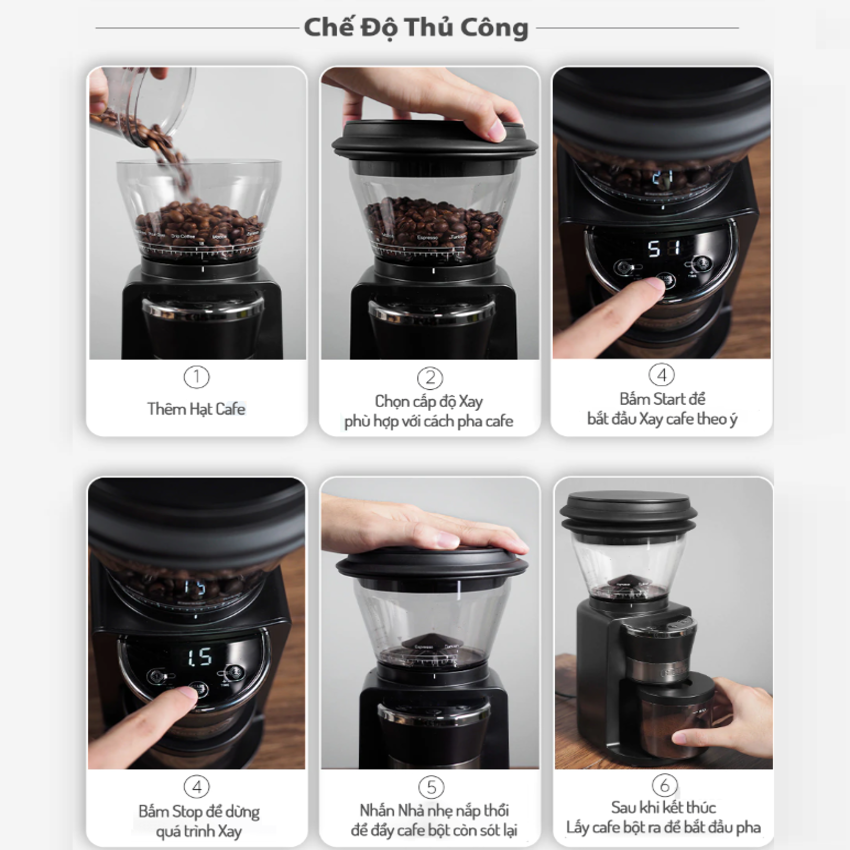 Máy xay hạt cà phê tự động tích hợp 34 chế độ xay thương hiệu HiBREW G3, công suất 220W (Bảo Hành 1 Năm)
