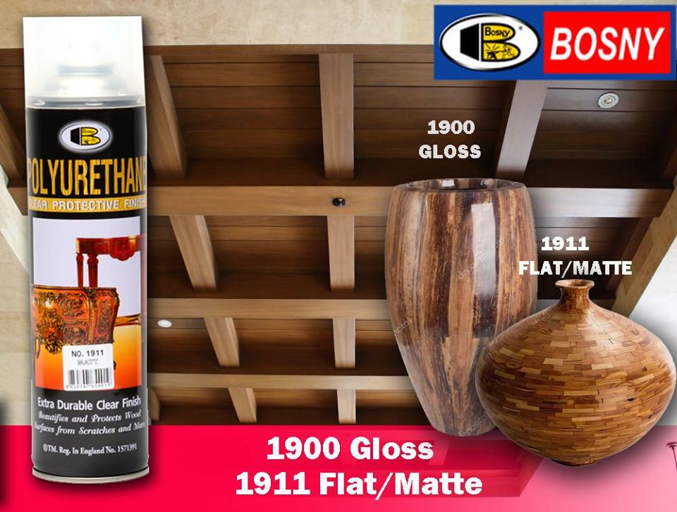 Sơn xịt Bosny Polyurethane (sơn xịt bóng gỗ PU) (có 2 loại: Bóng Gỗ và Mờ Gỗ)