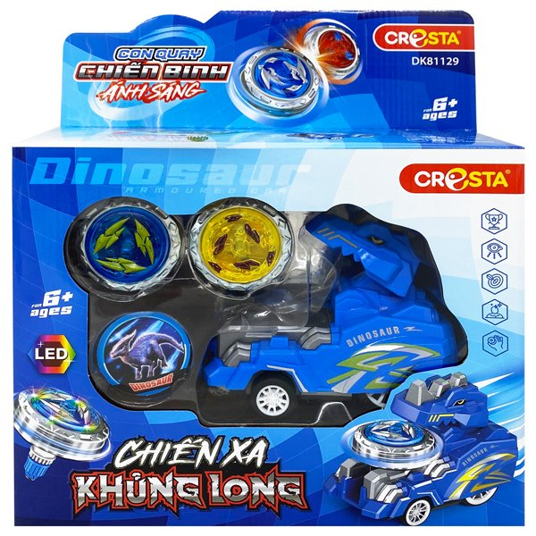 Đồ chơi con quay chiến binh ánh sáng - cresta dk81129 - chiến xa khủng long