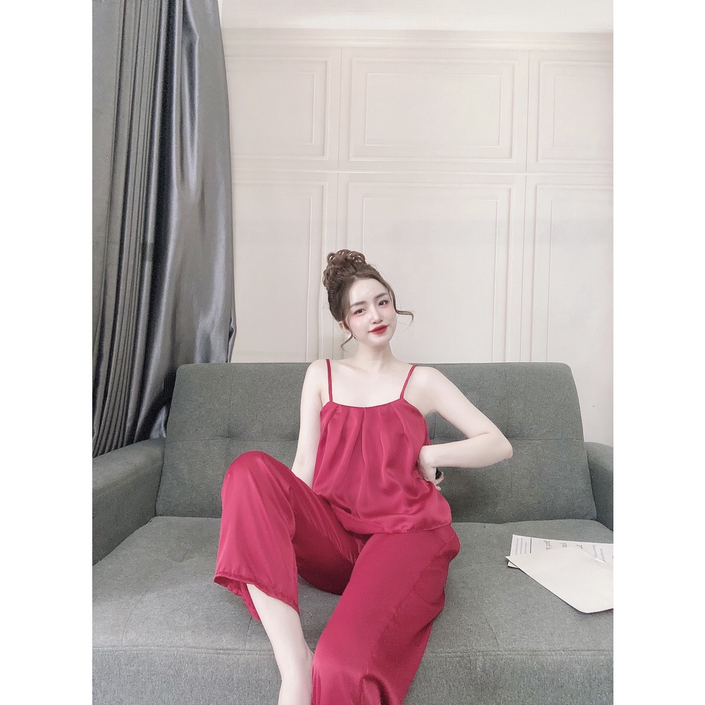 ☘️☘️Đồ Ngủ siêu rẻ💕💕 Sét đồ lụa satin quần dài áo gấp ly siêu xinh 💕