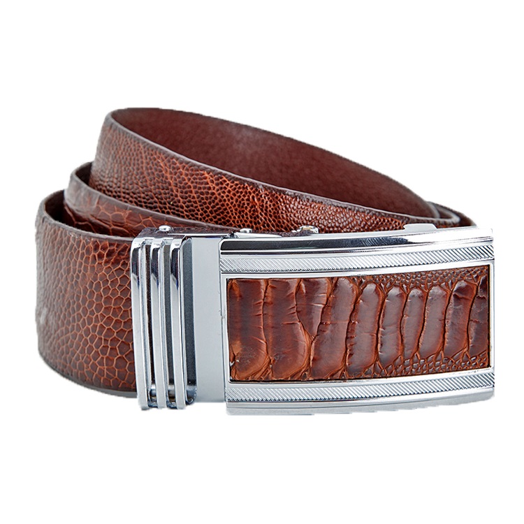 Brown assorted ostrich leather men's belt