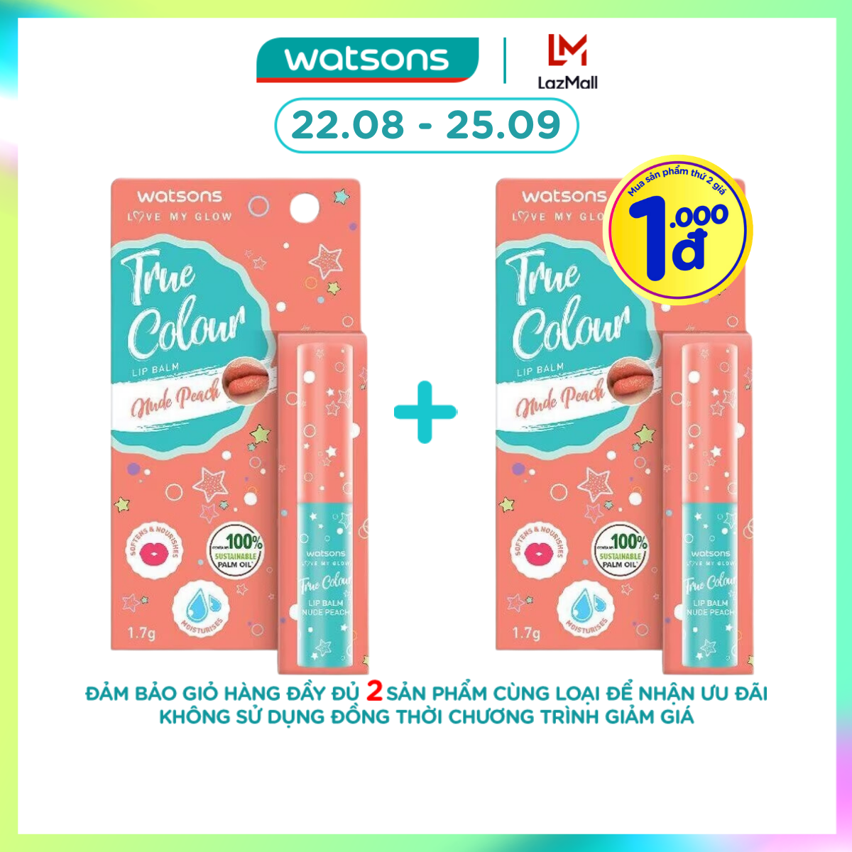 Son dưỡng có màu watsons true color nude peach 1.7g