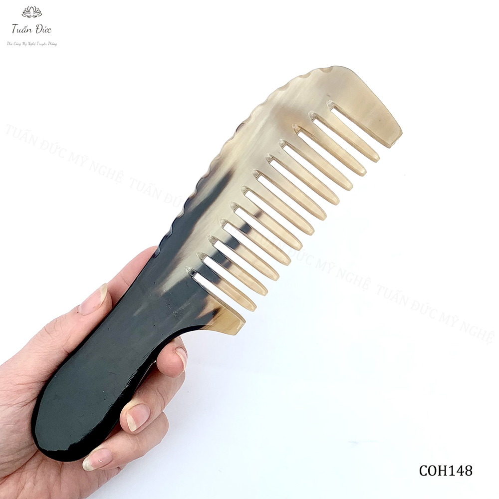 Lược sừng răng thưa massage đầu/ chải tóc xoăn xù rối - coh148