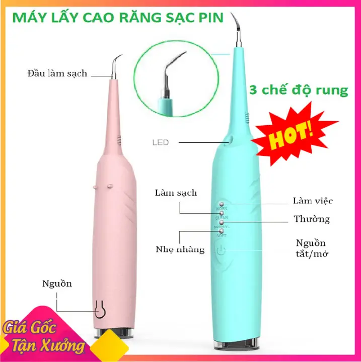 Máy Lấy Cao Răng tại nhà - mini cầm tay - sạc pin 3 chế độ rung - loại bỏ các mảng bám cao răng cứng đầu - hình 12