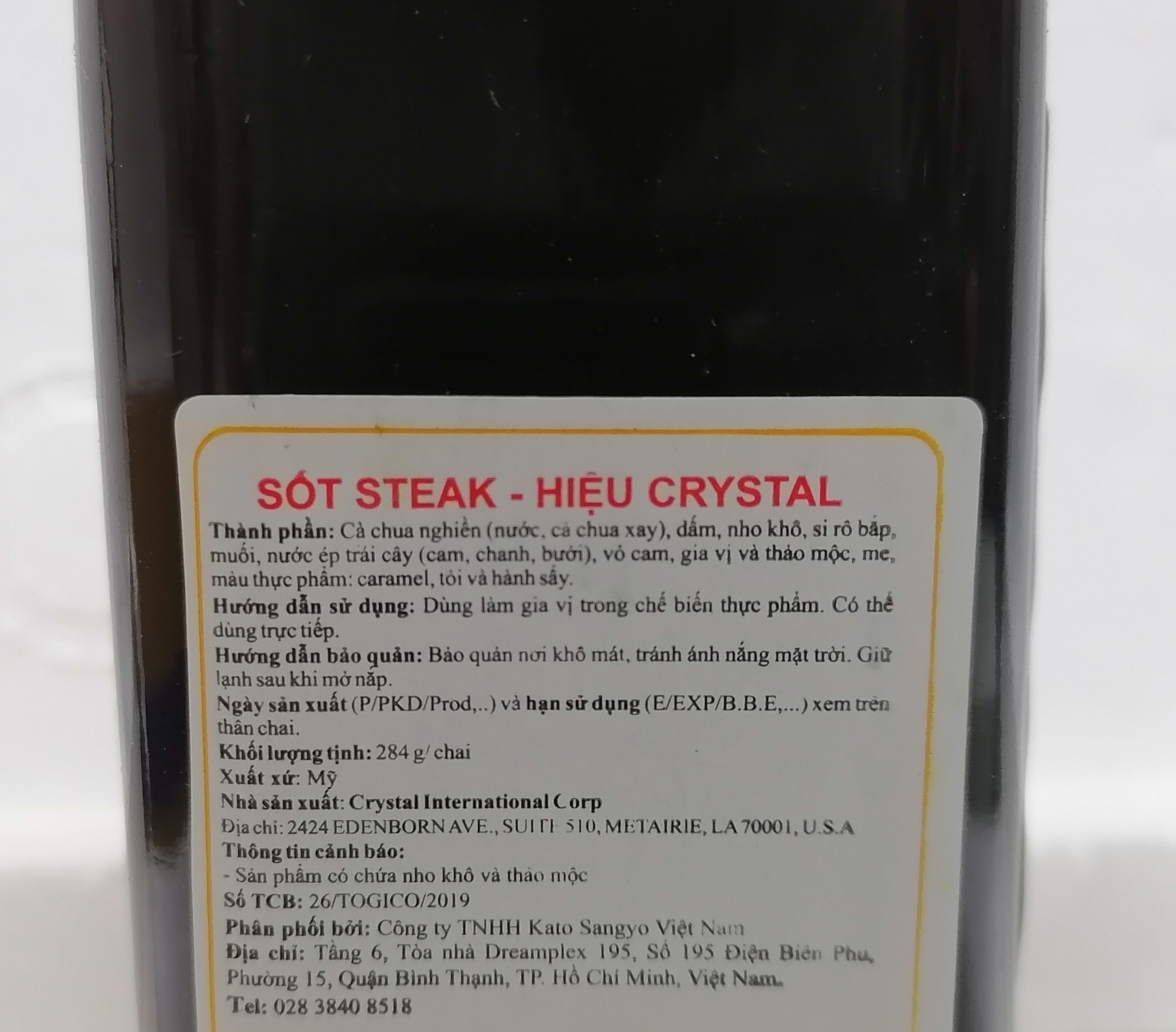 [Chai 284g] XỐT BÍT TẾT [USA] CRYSTAL Steak Sauce (tgc-hk)