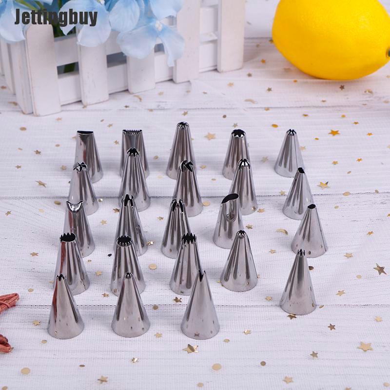[Jettingbuy] Stainless Steel Icing Piping Nozzles Tools Set Box Cake Decorating A: 24Pcs