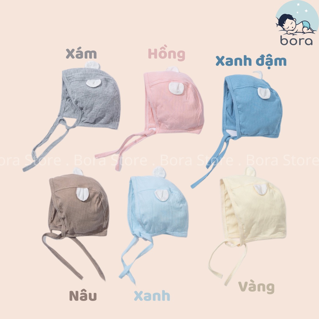 Mũ tai gấu, tai thỏ cho bé 0 - 6m có dây buộc Anminaza