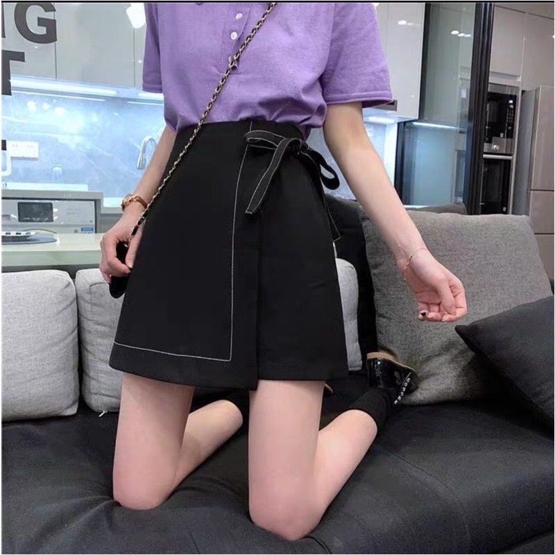 Quần Giả Váy Chỉ Nổi Thắt Nơ
