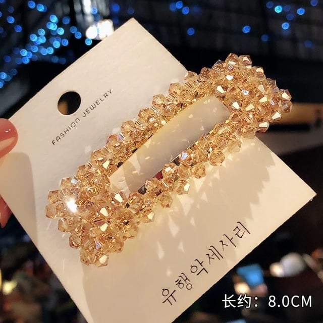 Kẹp sườn mái tóc pha lê hình vuông phong cách Hàn Quốc