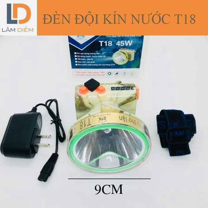Đèn pin đội đầu siêu sáng kín nước hiển thị dung lượng pin T18