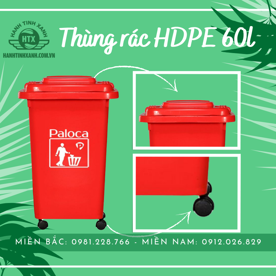 Thùng rác nhựa HDPE 60 lít