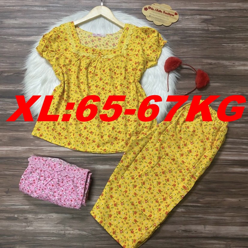 [Có 3 Size, M: Dưới 57 kg - L:57-65kg - XL: 65-69kg ]Đồ Bộ Nữ Lửng Tay Bồng Hoa Nhí- Vải Lụa Hàn Mềm Mại,  Đồ Bộ  Hoạ Tiết Đa Dạng Mẫu