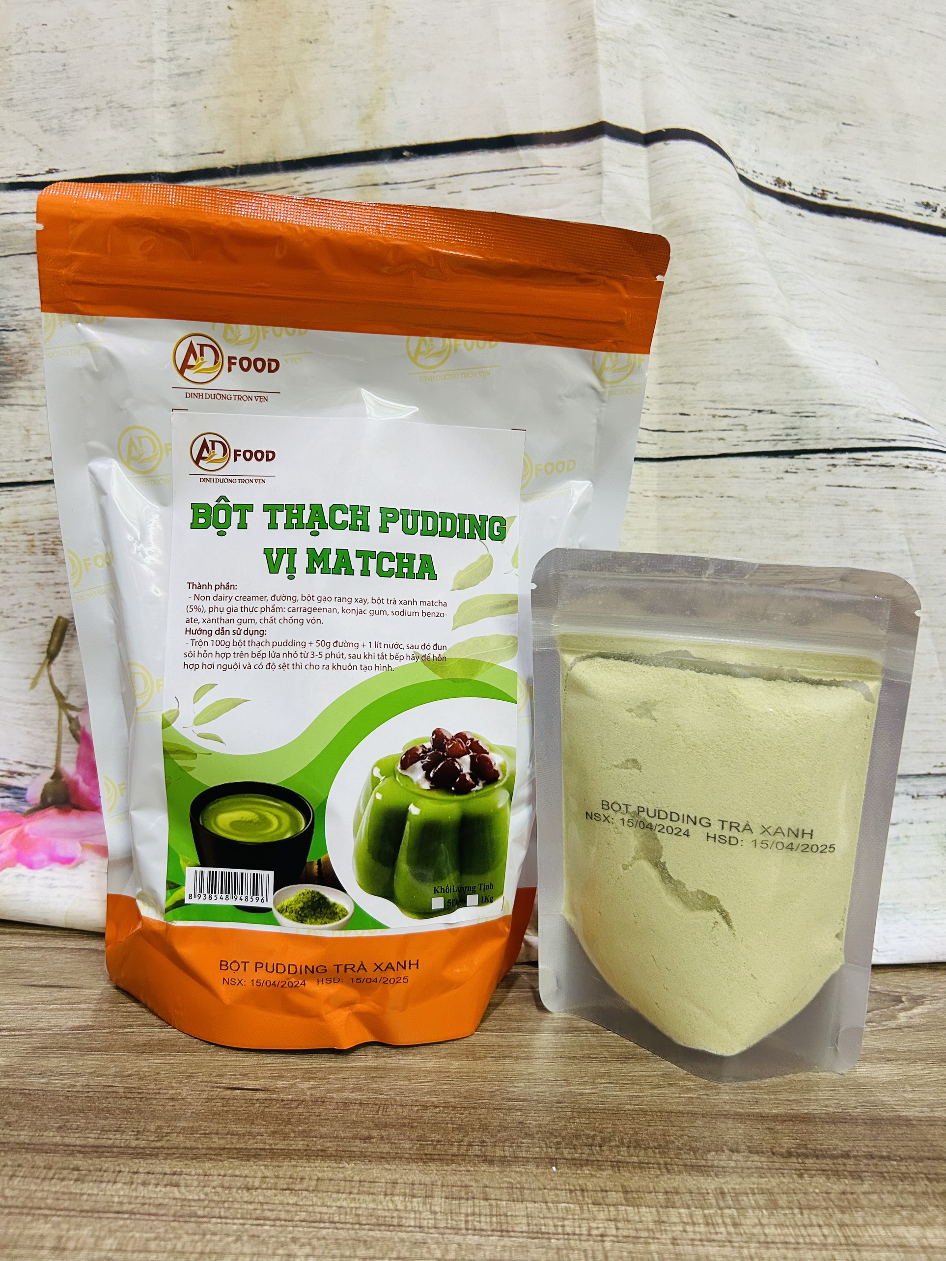 Túi 100gr dùng thử bột pudding vị matcha
