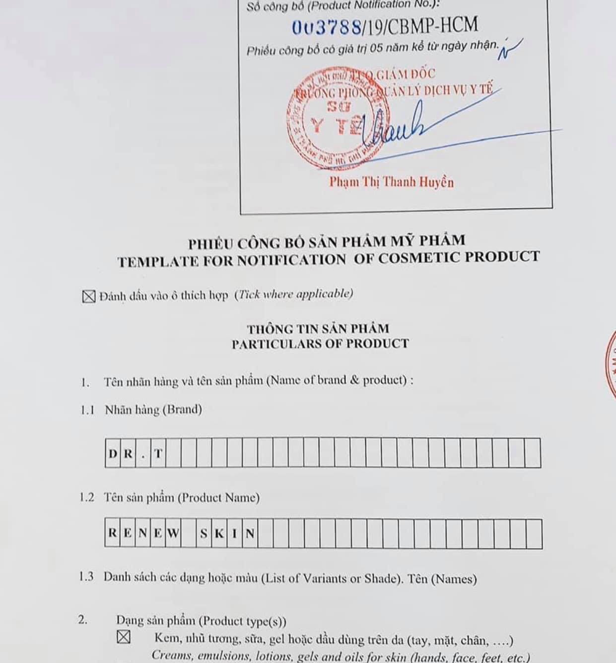 [HCM]Renew skin Dr T Cổ Mộc Lan