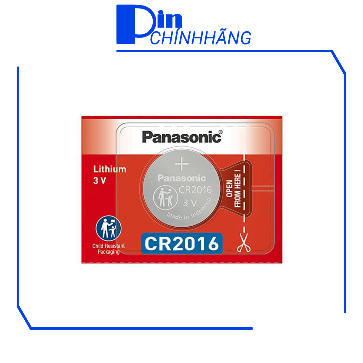 Vỉ 1 Pin Panasonic CR2016 Lithium 3V chính hãng (Pin đồng hồ, remote, smartkey, v.v...)