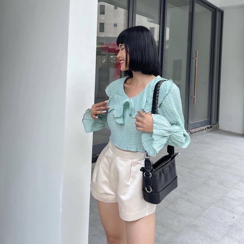 [Nhập mã LAZFASHION34-giảm 15% tối đa 99k/600k]SAP-Quần short ống rộng cạp cao kem