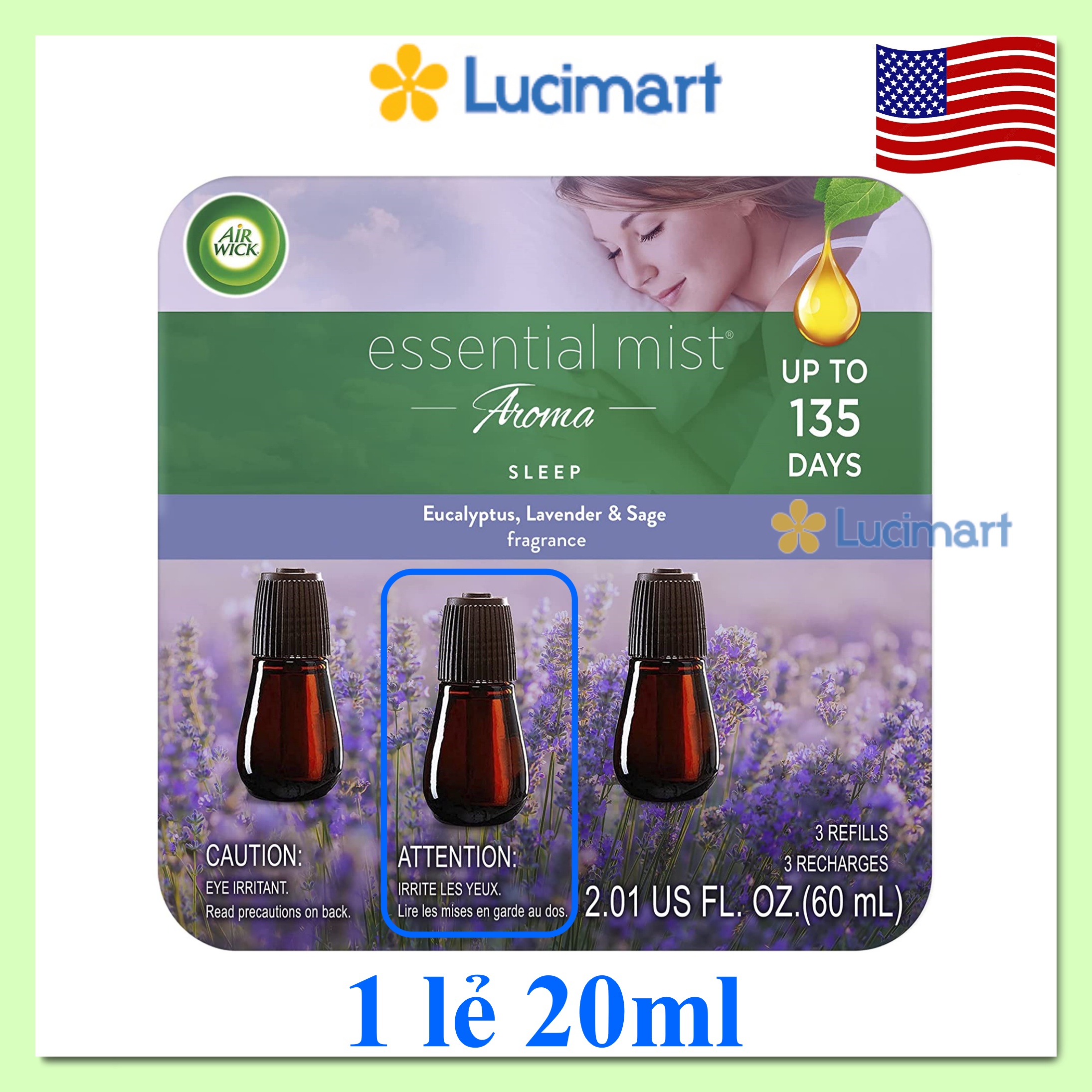 Máy xông tinh dầu dùng Pin Air Wick Essential Mist nhiều phân loại hương tinh dầu