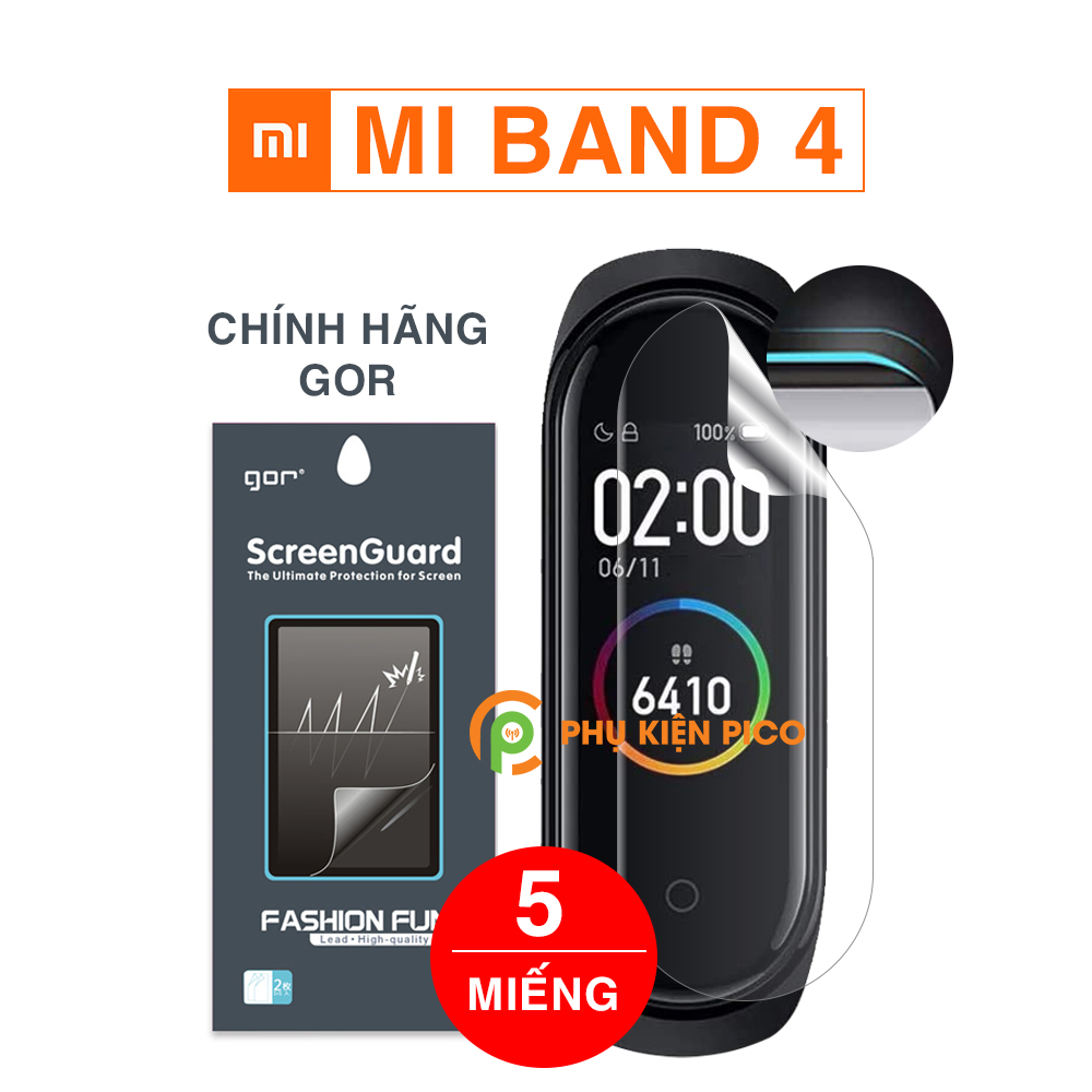 Dán màn hình Mi Band 5 chính hãng Gor bộ 5 miếng chống trầy xước - Dán dẻo vòng đeo sức khoẻ Xiaomi Mi Band 5