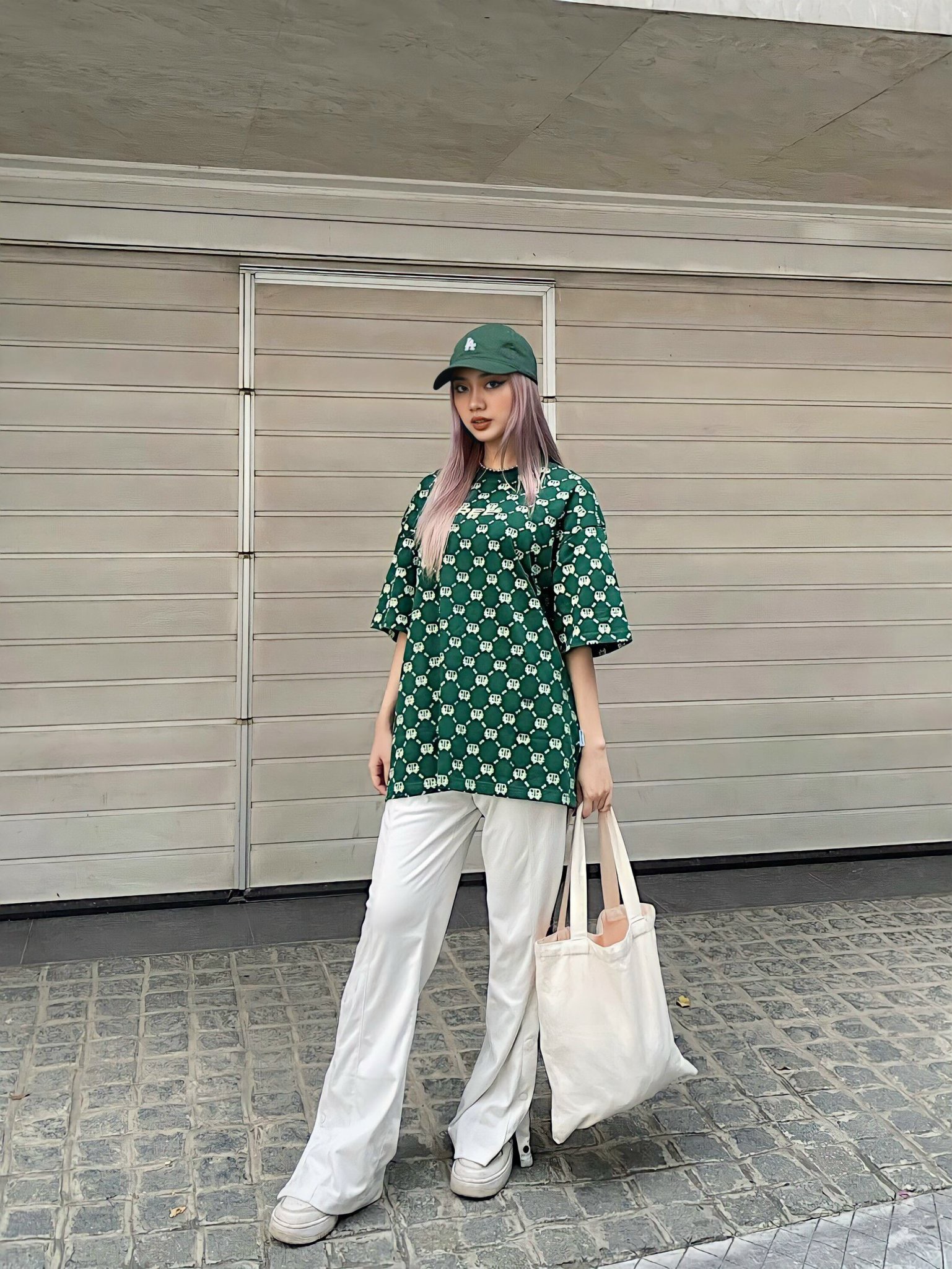 LOCAL BRAND REE - ÁO THUN DIAMOND MONOGRAM MÀU XANH