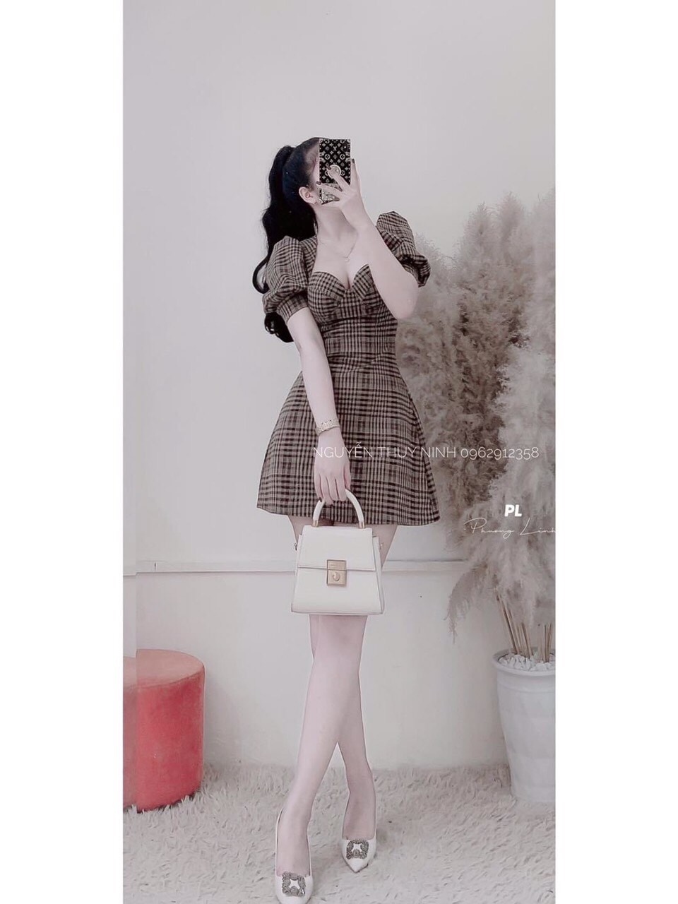 [ Voucher 50k Freeship Max 0 đồng toàn quốc ] ĐẦM CARO CÚP NGỰC TAY PHỒNG MTB
