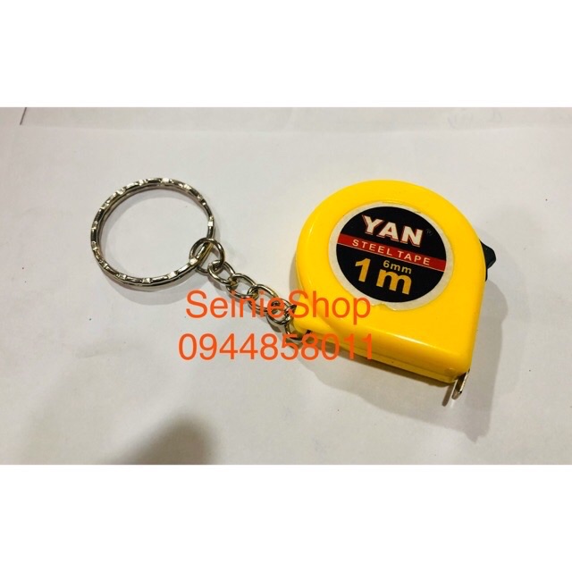 Móc khoá mini thước cuộn 1M Cao cấp Móc khóa thước kéo mét