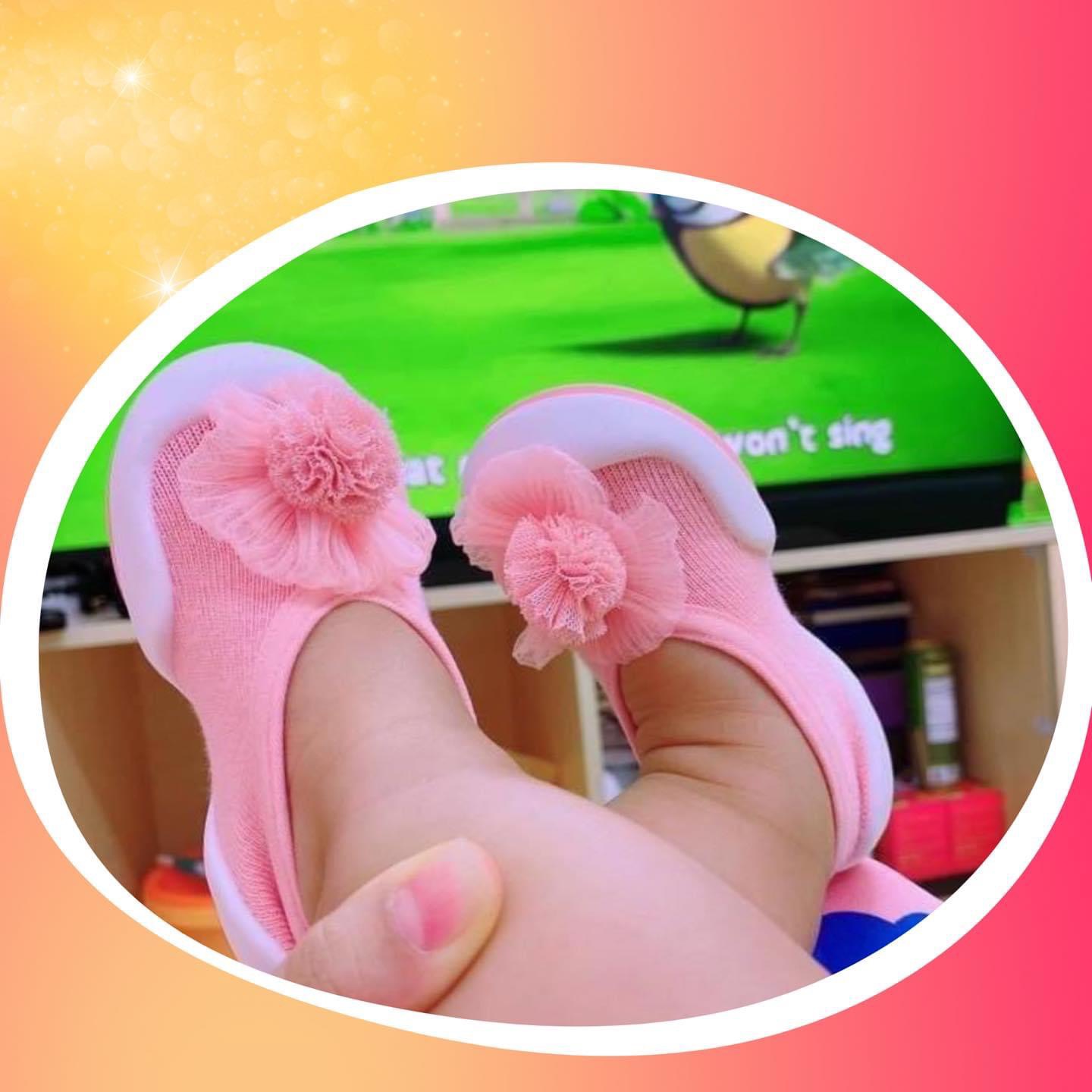 Giày tập đi cho bé cưng hàn quốc -flat pink flower