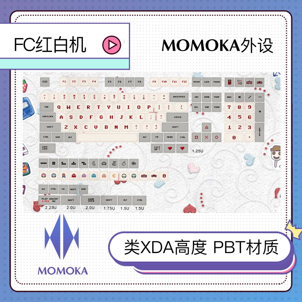 Set Keycap XDA GAMEBOY 145 Phím cân các layout 61,64,68,78,84,96,980,104,108
