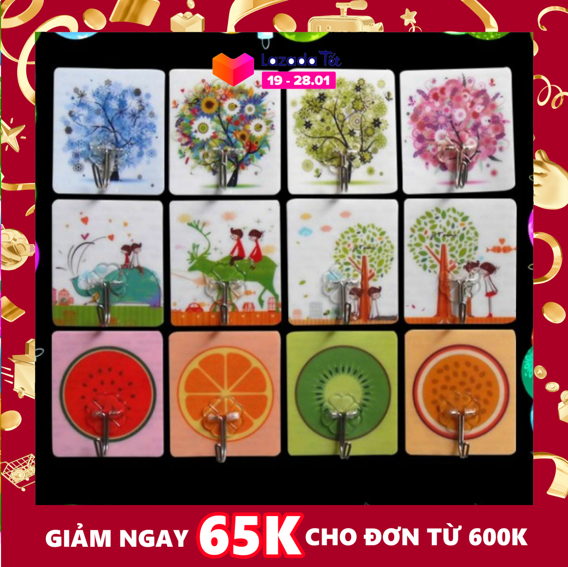 COMBO 100 Móc Dán Tường Siêu Dính Họa Tiết 3D Siêu Cute