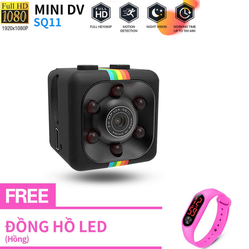 【Miễn phí ĐỒNG HỒ LED】Camera Mini SQ11 HD 1080P Camera Ghi Hình Cỡ Nhỏ Cảm Biến Chuyển Động Ban Đêm Máy Quay Phim Siêu Nhỏ DVR DV