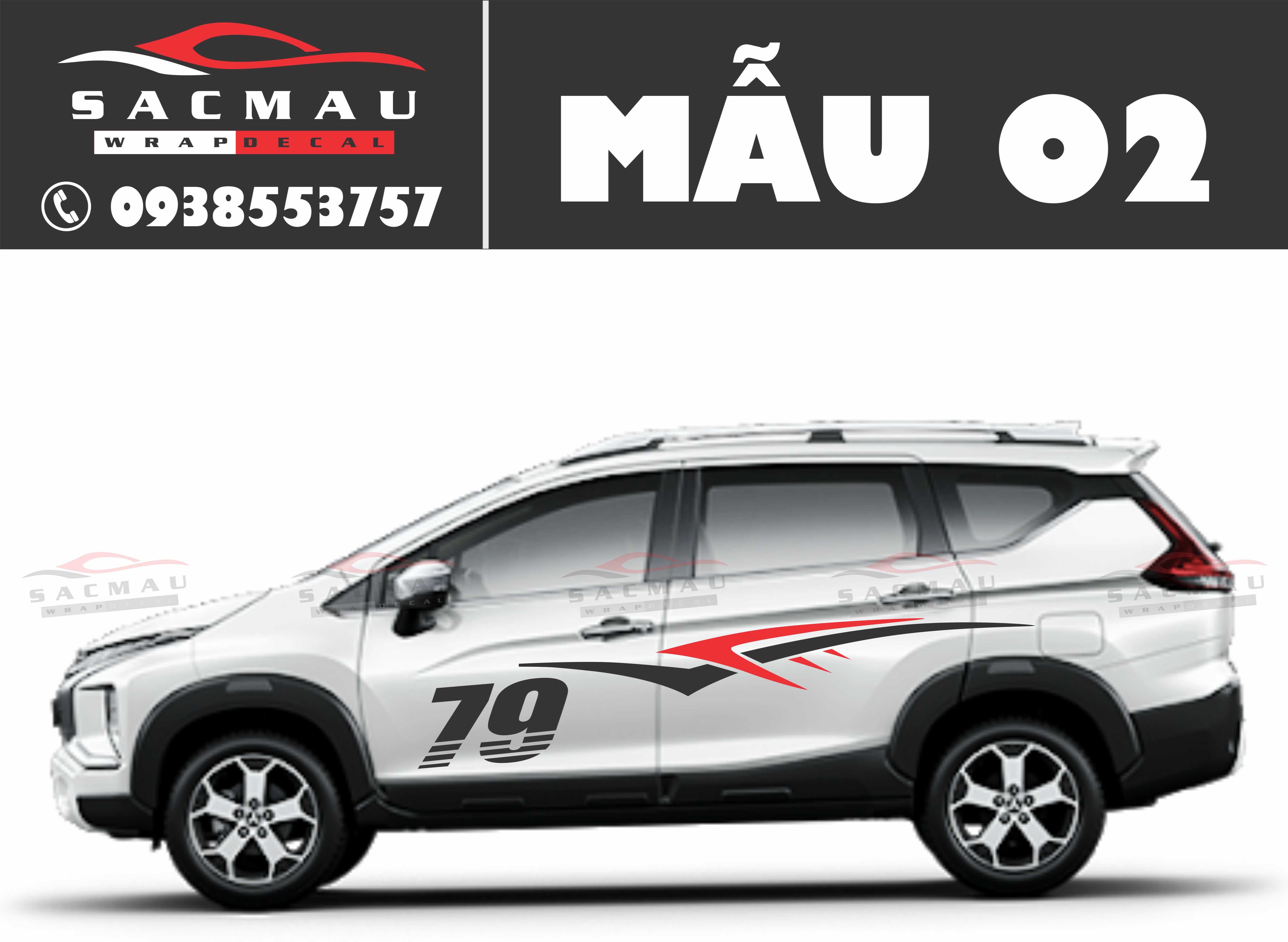 tem dán xe Mitsubishi Xpander cross, bộ sản phẩm đủ 2 bên ms02