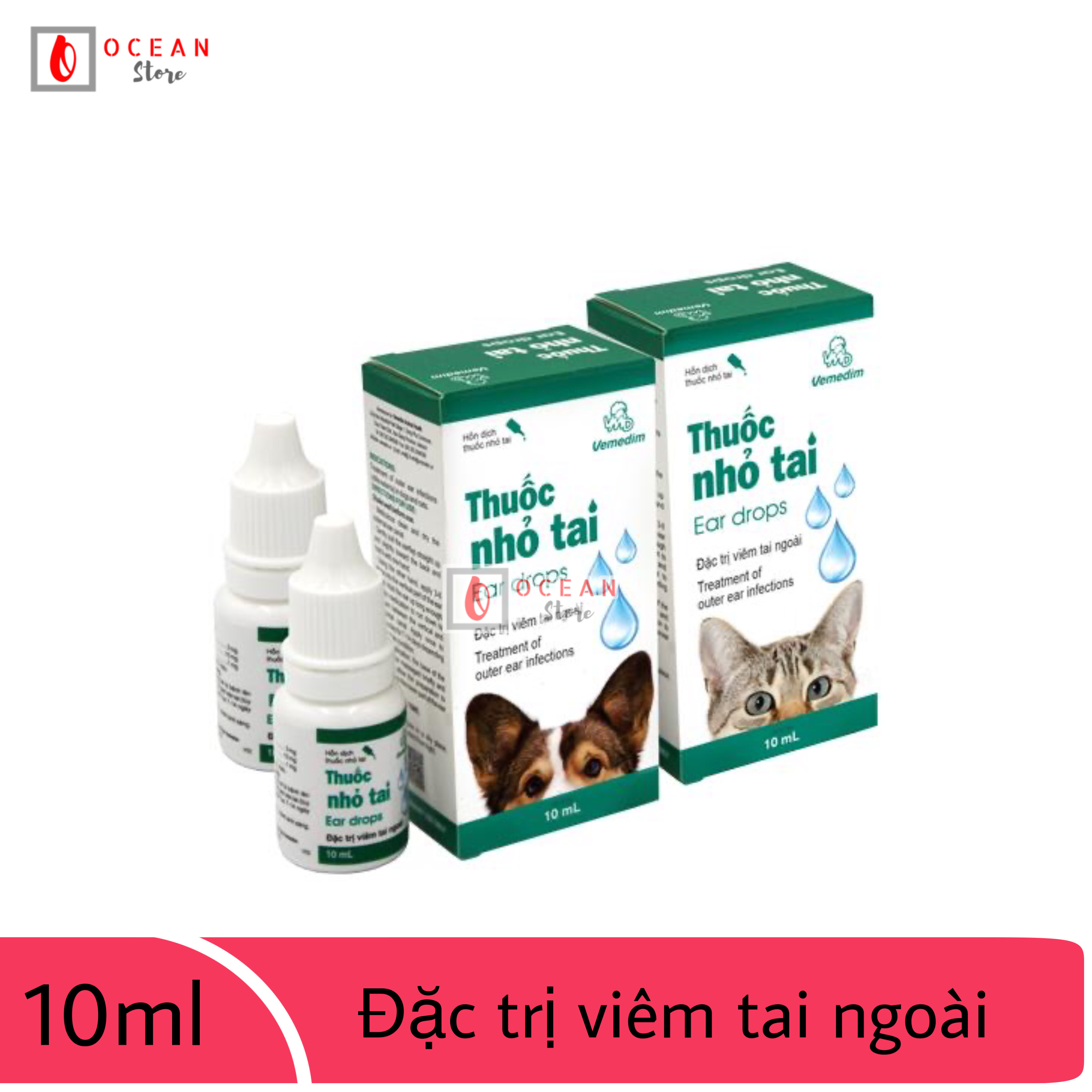 Thuốc nhỏ tai trị viêm tai ngoài cho chó mèo - Thuốc nhỏ tai Vemedim 10ml