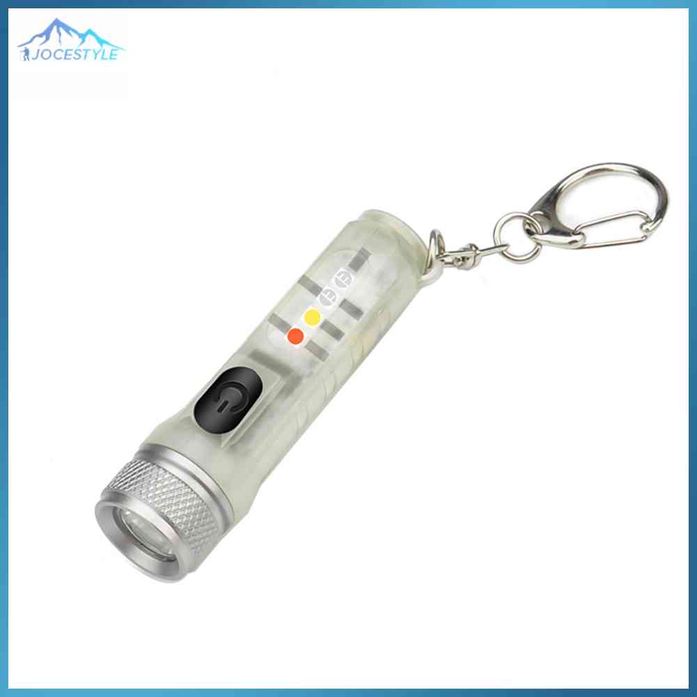 Mini Keychain Torch with Buckle USB Rechargeable EDC Emergency Flashlight