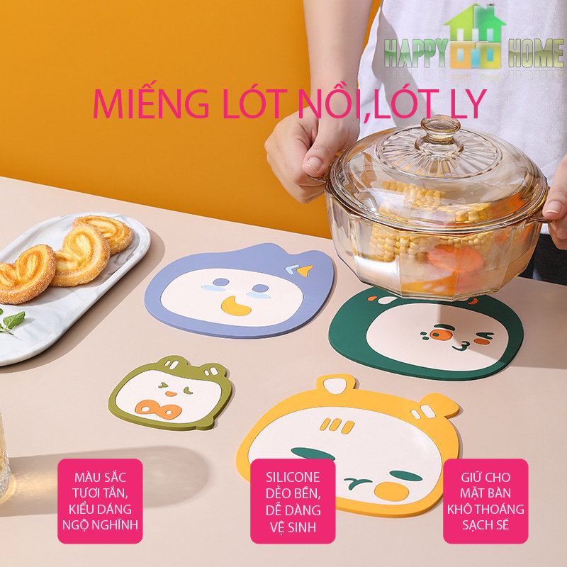 Miếng Lót Ly, Lót Nồi Sillicon Chống Nóng Chịu Nhiệt Hoạ Tiết Cực Kỳ Lạ Mắt Đáng Yêu