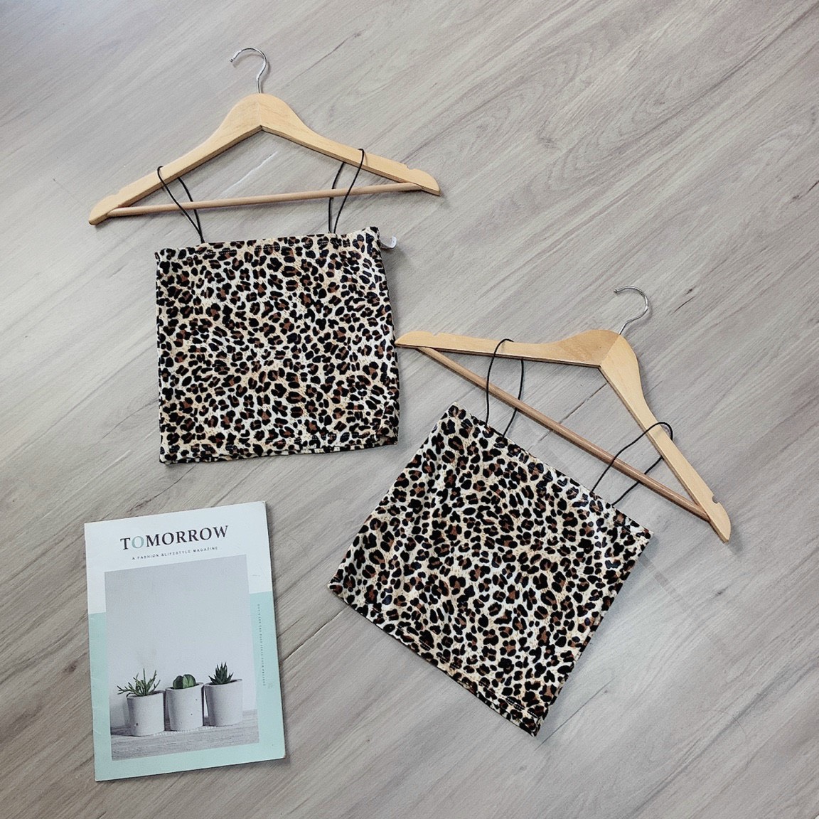 Áo croptop 2 dây nhung họa tiết da beo siêu xinh, mẫu hot hit, ảnh thật