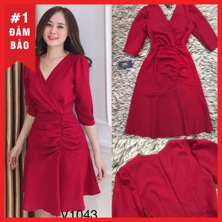 [HCM]ĐẦM ĐỎ CỔ V ĐỦ SIZE SMLXLXXL - V1043