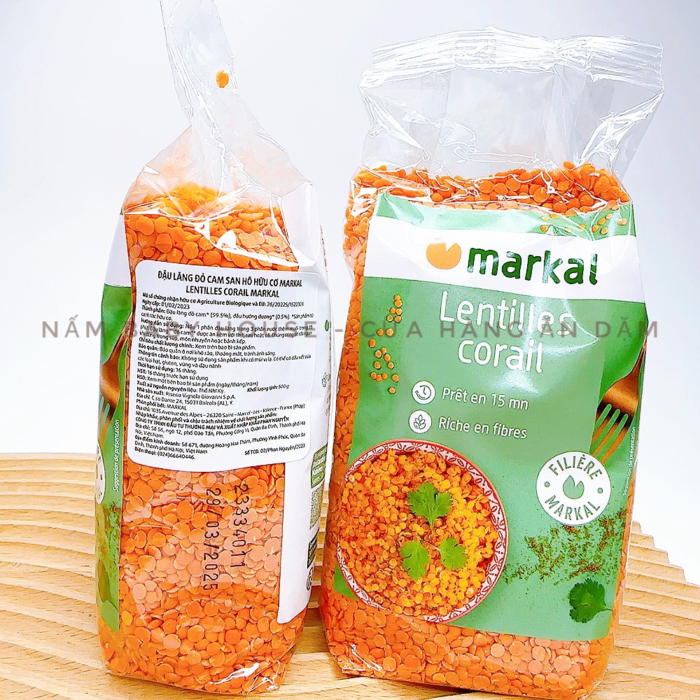 Date 3/2025 đậu lăng đỏ hữu cơ markal pháp cho bé ăn dặm 500g